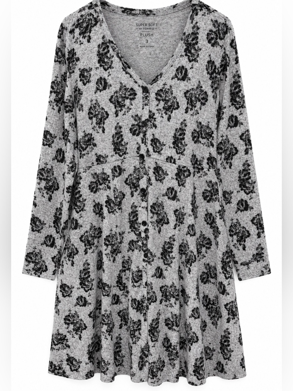 Torrid Super Soft Plush Floral Button Front Dress Size 3 3X
